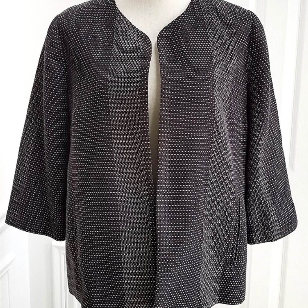 Eileen Fisher Kurume Round Neck Open Front Blazer Jacket